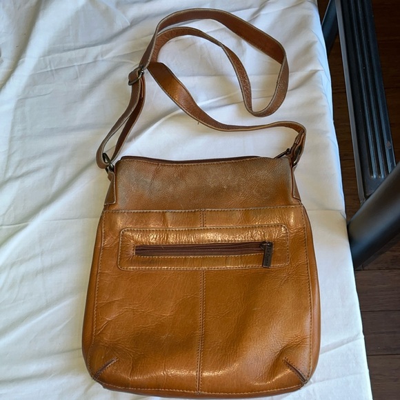 Le Donne Crossbody TAN camel crossbody Bag Purse Brown Leather Boho zip up boho - Picture 14 of 16